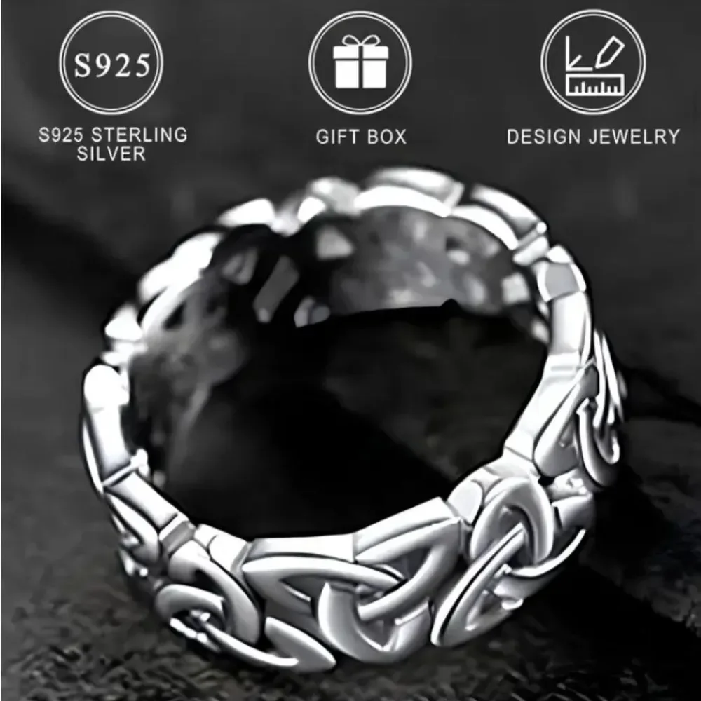 Ladies 925 Sterling silver unisex elegant trinity ring sz 8